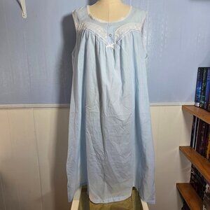 Vintage Night Time Creations 3X Light Baby Blue Summer Sleeveless Nightgown